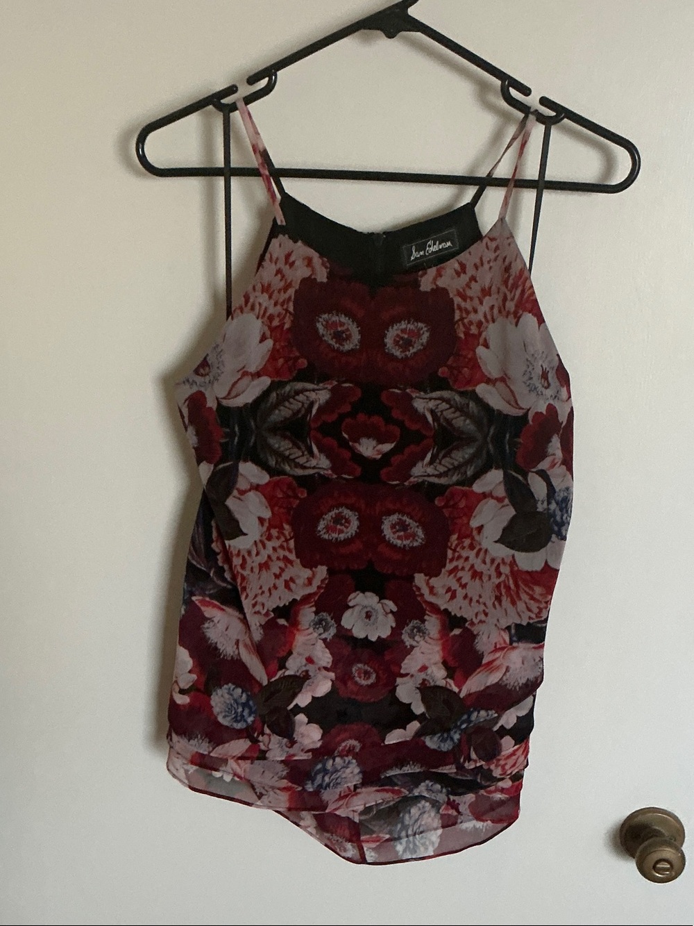 Sam Edelman Burgundy Floral Spaghetti Strap Cami
